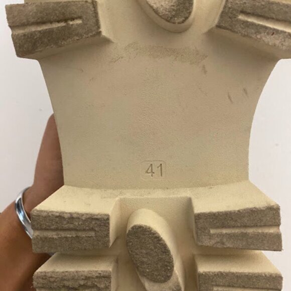 L'intervalle Cream Pebbled Leather Chunky Chain Platform Loafers Size EU 41 - Picture 6 of 12